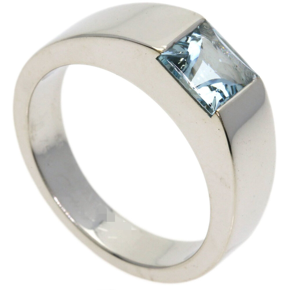 Cartier Tank Aquamarine Ring #53, 18K White Gold, Women's.